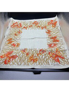 Butterfly Print Vintage Emilio Pucci Table Napkins Set Of 4 yellow orange MCM